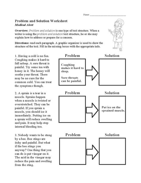 problem and solution text structure worksheet pdf