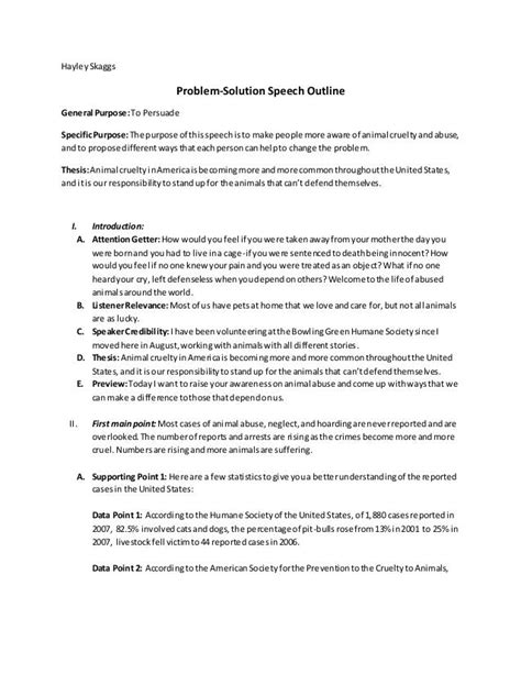 problem solution speech outline