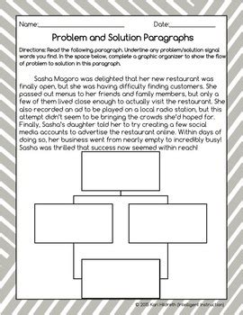 problem solution text structure worksheet