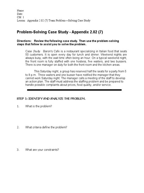 problem solving case studies with solutions for students