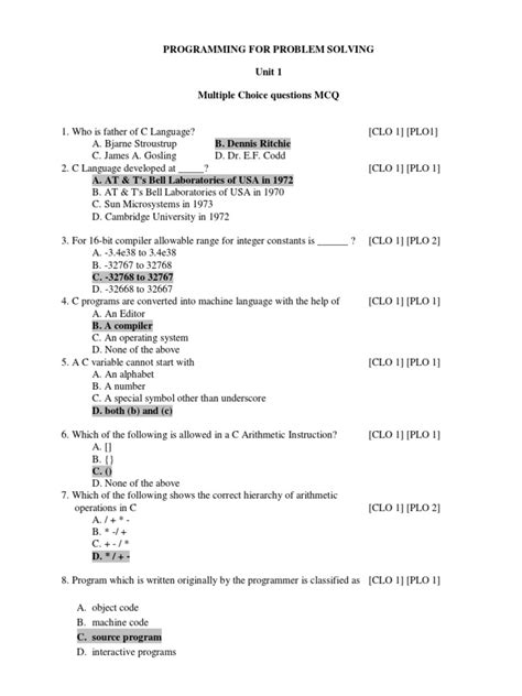 problem solving with computer programming mcq