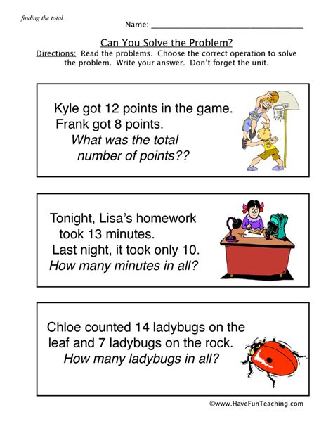 problem solving word problems worksheet