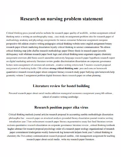 problem statement example in nursing research