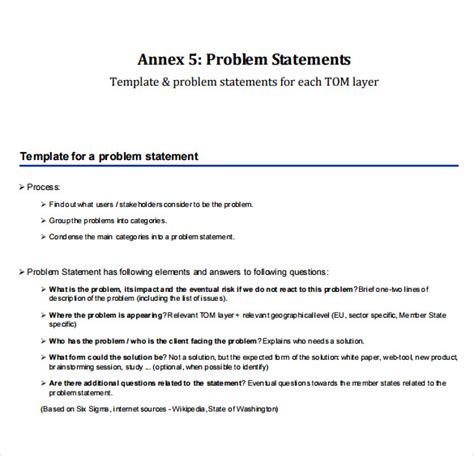 problem statement examples pdf