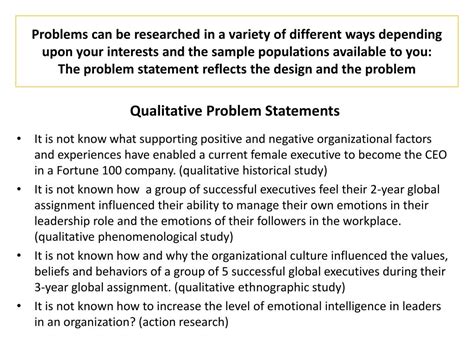 problem statement in research example qualitative
