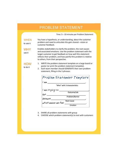 problem statement template example class 10