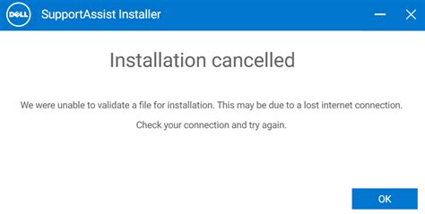 problems installing dell support assist