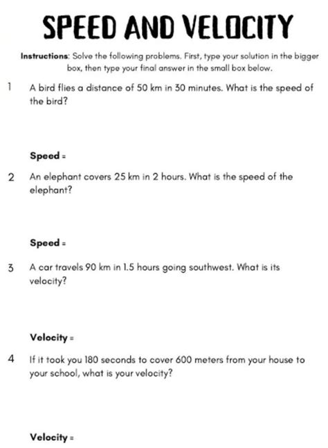 Problems Involving Speed