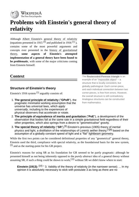 problems with einstein's theory of relativity