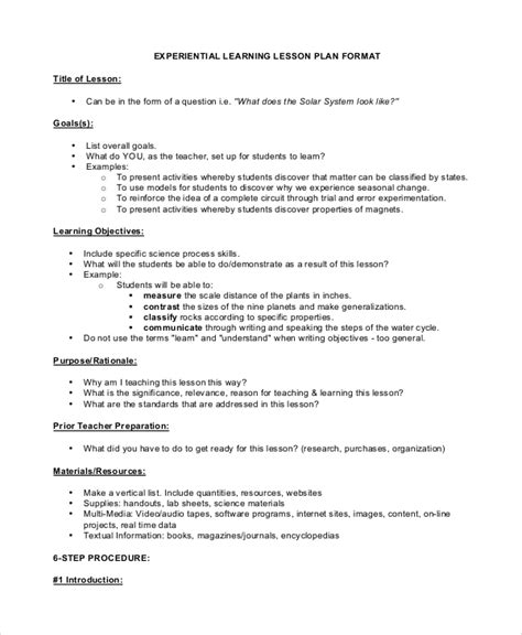 procedure in lesson plan example