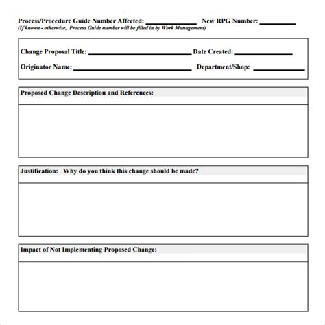 process change request form template