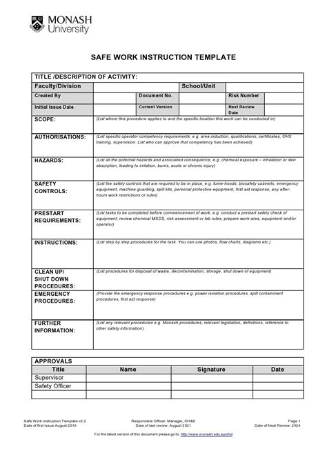process procedure step by step instructions template