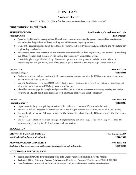 Product Owner Resume Examples [20 Skills, Summaries, Tips]