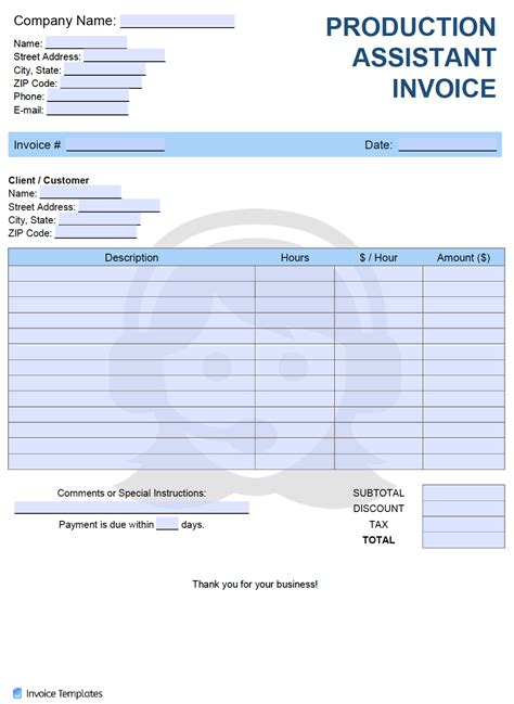 Production Assistant Invoice Template: Streamline Your Billing Process
