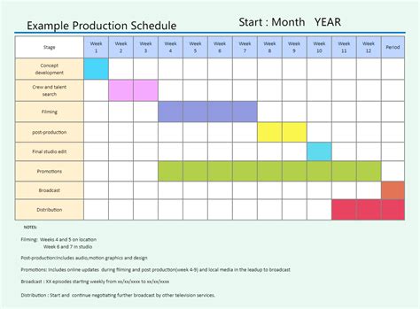 Production Schedule Template for Excel (Free Download)