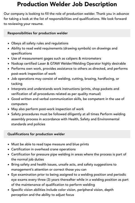 Welding job description JobisJob United Kingdom