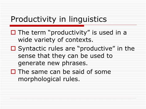 productivity linguistics