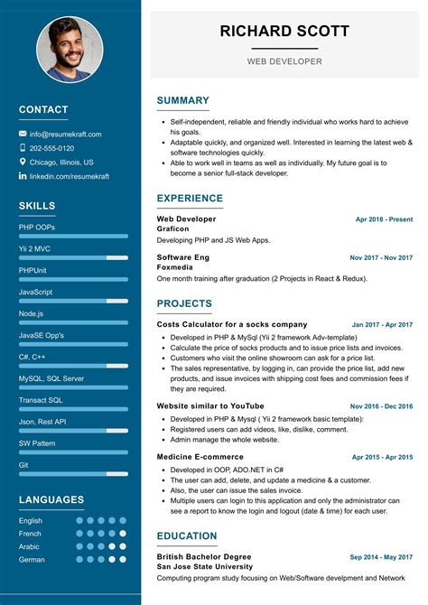 Web Developer Resume Sample & Writing Tips Resume Companion