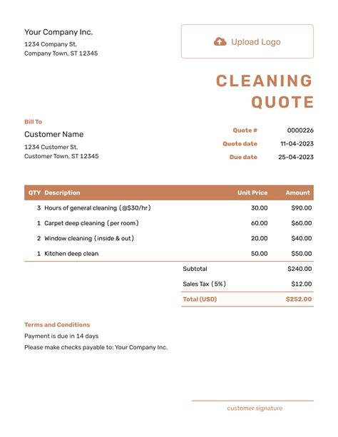 professional cleaning quote
