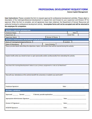 professional development application form template