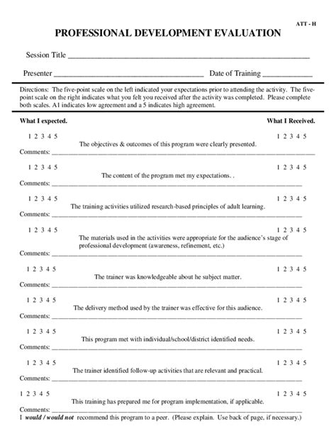 Professional Development Evaluation Examples