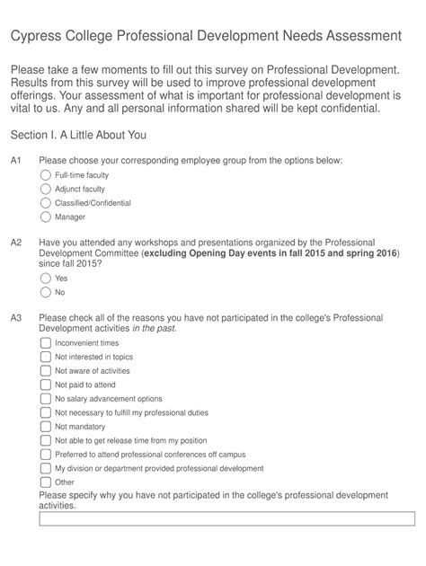 professional development needs survey template