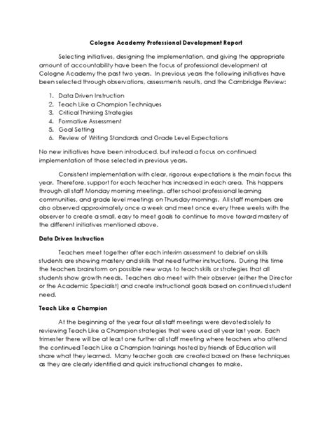 Professional Development Report Meaning