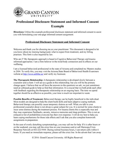 professional disclosure statement and informed consent example