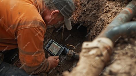 Professional Plumber Inspecting Drain Pipe