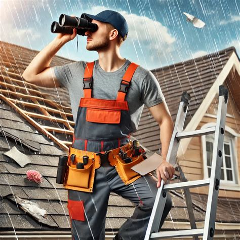professional roofer inspecting roof damage