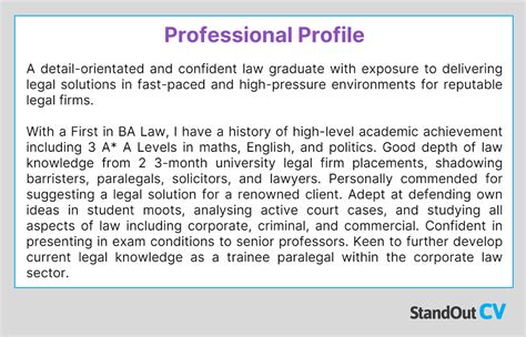 professional statement examples for cv