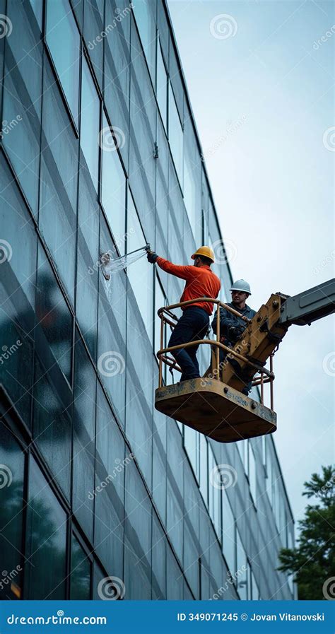 professional window cleaners working