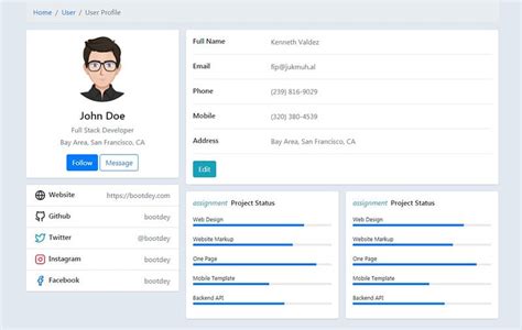 Profile Example Bootstrap