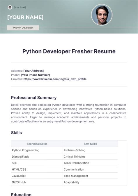 profile summary for python developer fresher resume