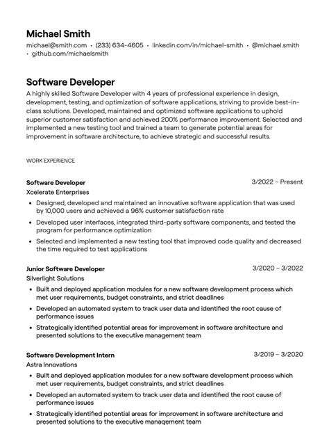 profile summary in resume for software developer