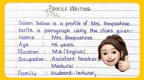 Profile Writing Examples For Students In English