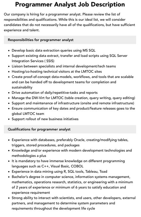 program analyst trainee job description
