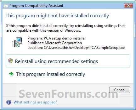 program compatibility assistant error
