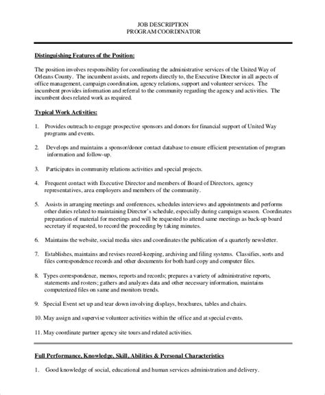 program coordinator job description template