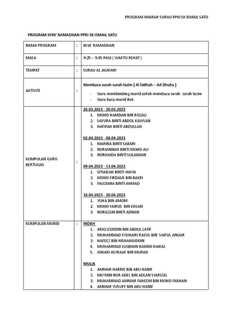 Program Imarah Surau: Menyediakan Pengurusan dan Pendidikan Berterusan untuk Kemajuan Surau Anda