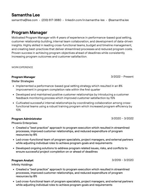 program manager summary