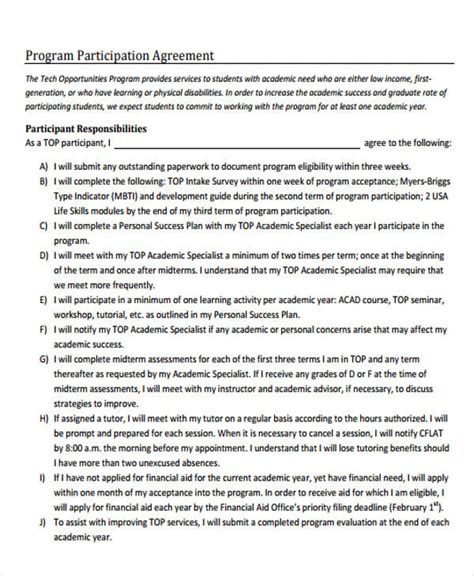 Program Participation Agreement Template: A Comprehensive Guide