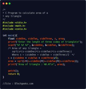 program to find area of a triangle using heron's formula