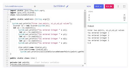 program to find distance between two points in java