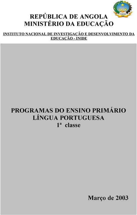 programa do ensino primário em angola pdf
