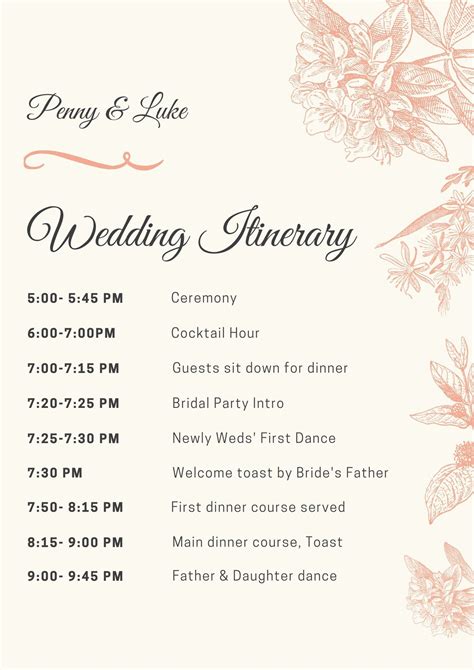 programme template for wedding