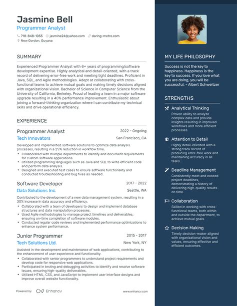 programmer analyst resume examples