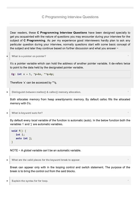 programming interview questions in c