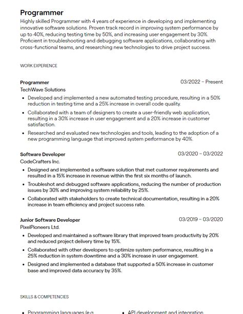 programming language proficiency levels resume