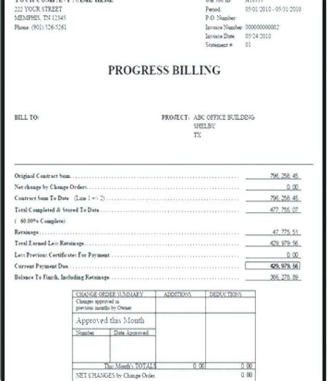 progress invoice example